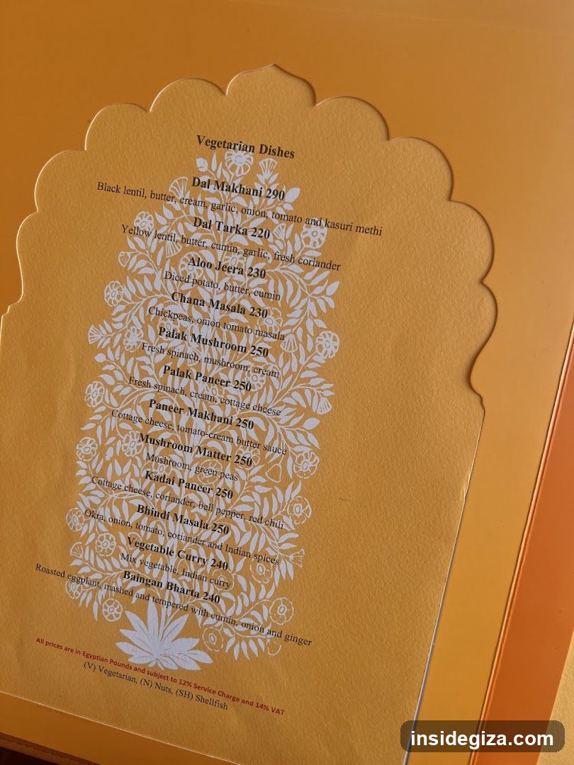 Vegetarian Dishes Menu