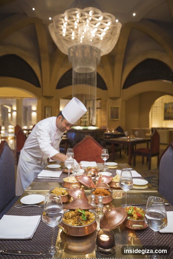 Chef Preparing a Meal in an Elegant Dining Room