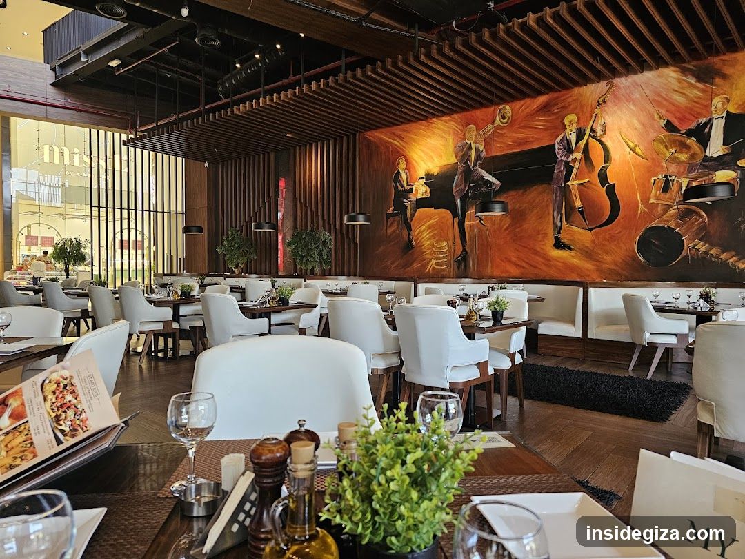 Restaurant Interior with Jazz Wall Art
