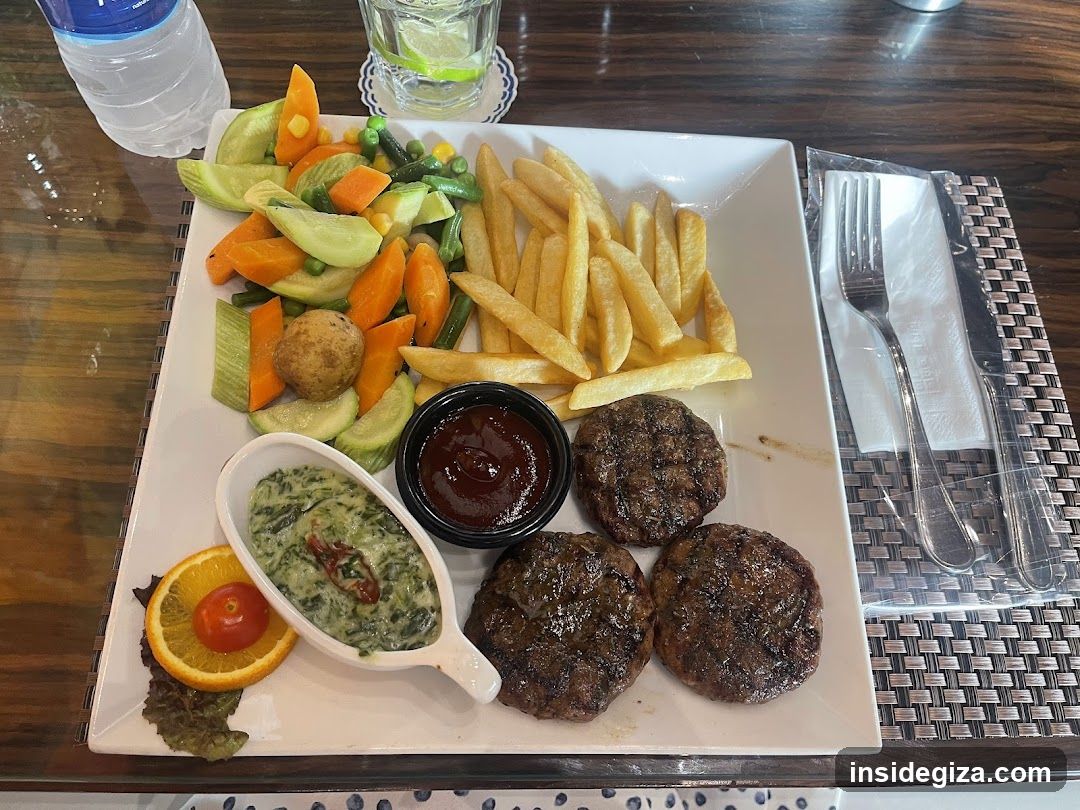 Burger Meal with Fries and Salad