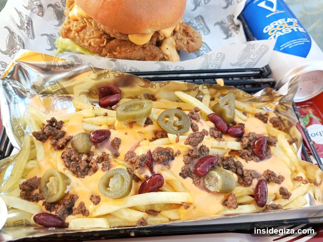 Loaded Fries and Chicken Sandwich