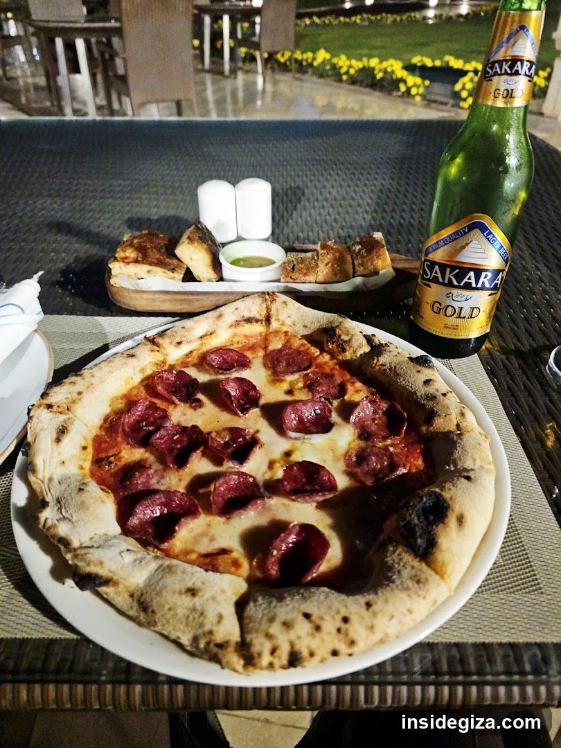 Pizza and Beer at Outdoor Dining