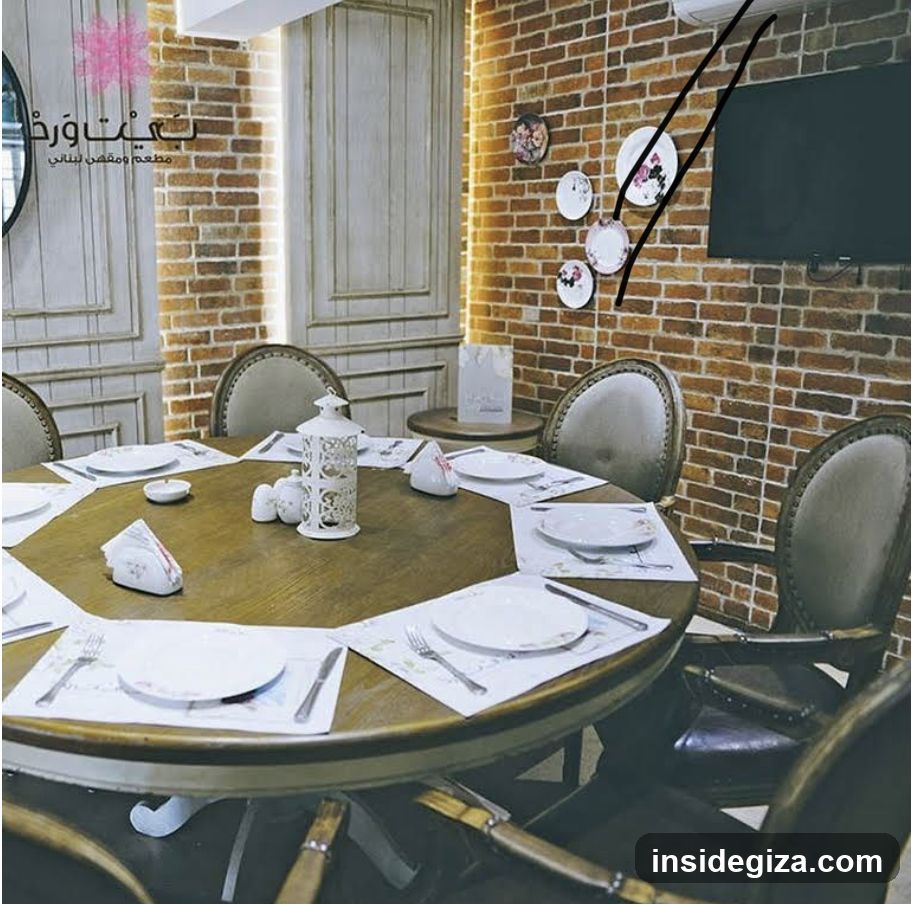 Restaurant Interior with Round Dining Table