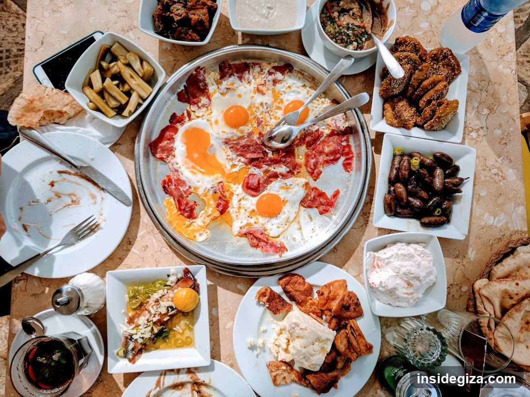Breakfast Spread with Eggs and Sides