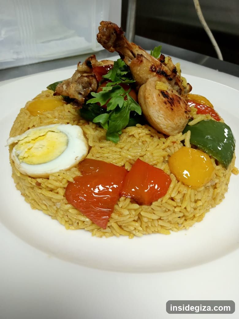Piled Rice Dish with Chicken and Vegetables