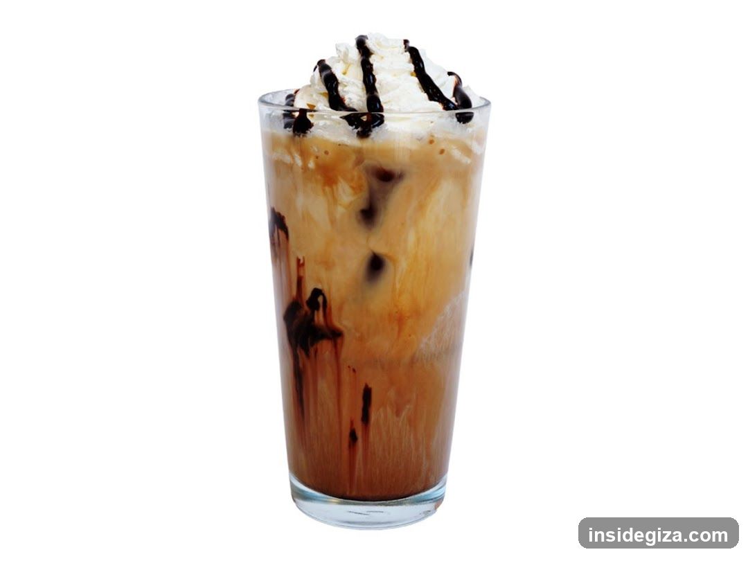 Iced Coffee with Whipped Cream and Chocolate Syrup