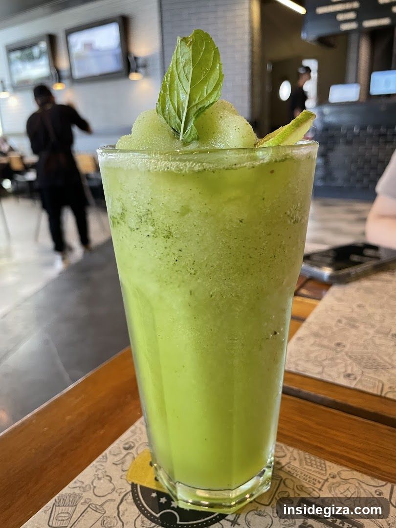 Green Smoothie with Mint Garnish