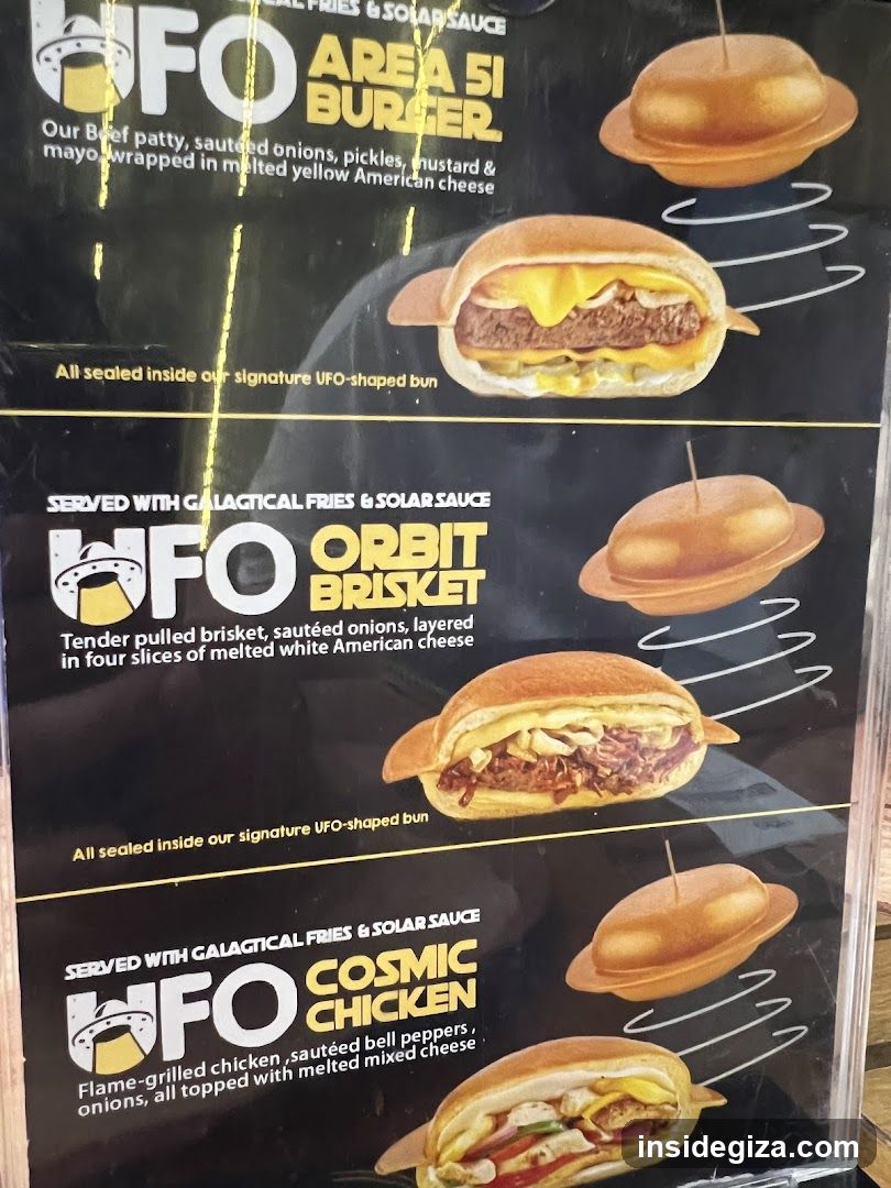 UFO Burgers Menu Board