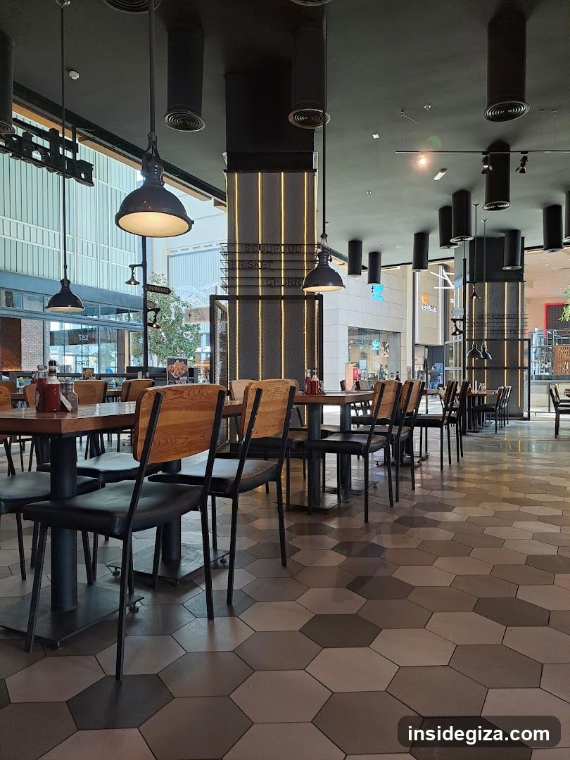 Restaurant Interior with Hexagonal Tiles