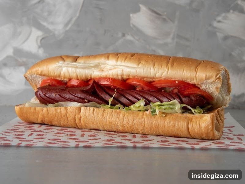 Sub Sandwich with Meat and Tomatoes