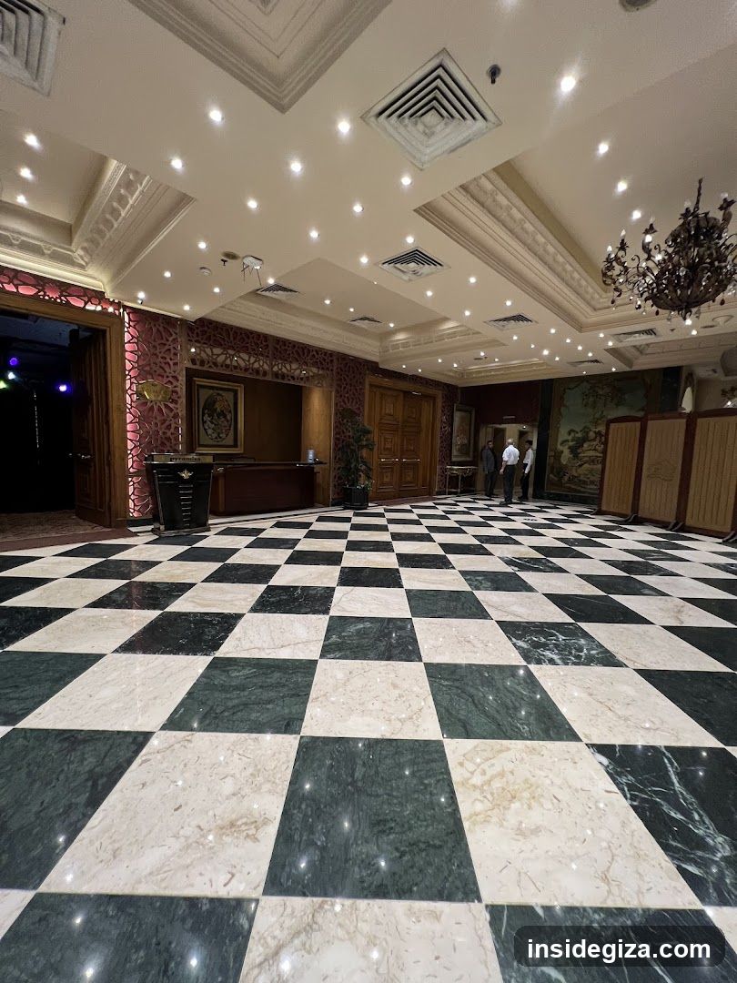 Lobby Interior with Checkered Floor