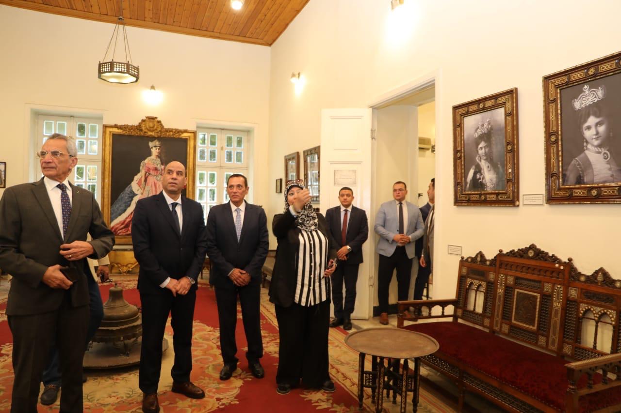 Heritage hall inside the Agricultural Museum in Dokki with portraits, mashrabiya seating and palace furniture