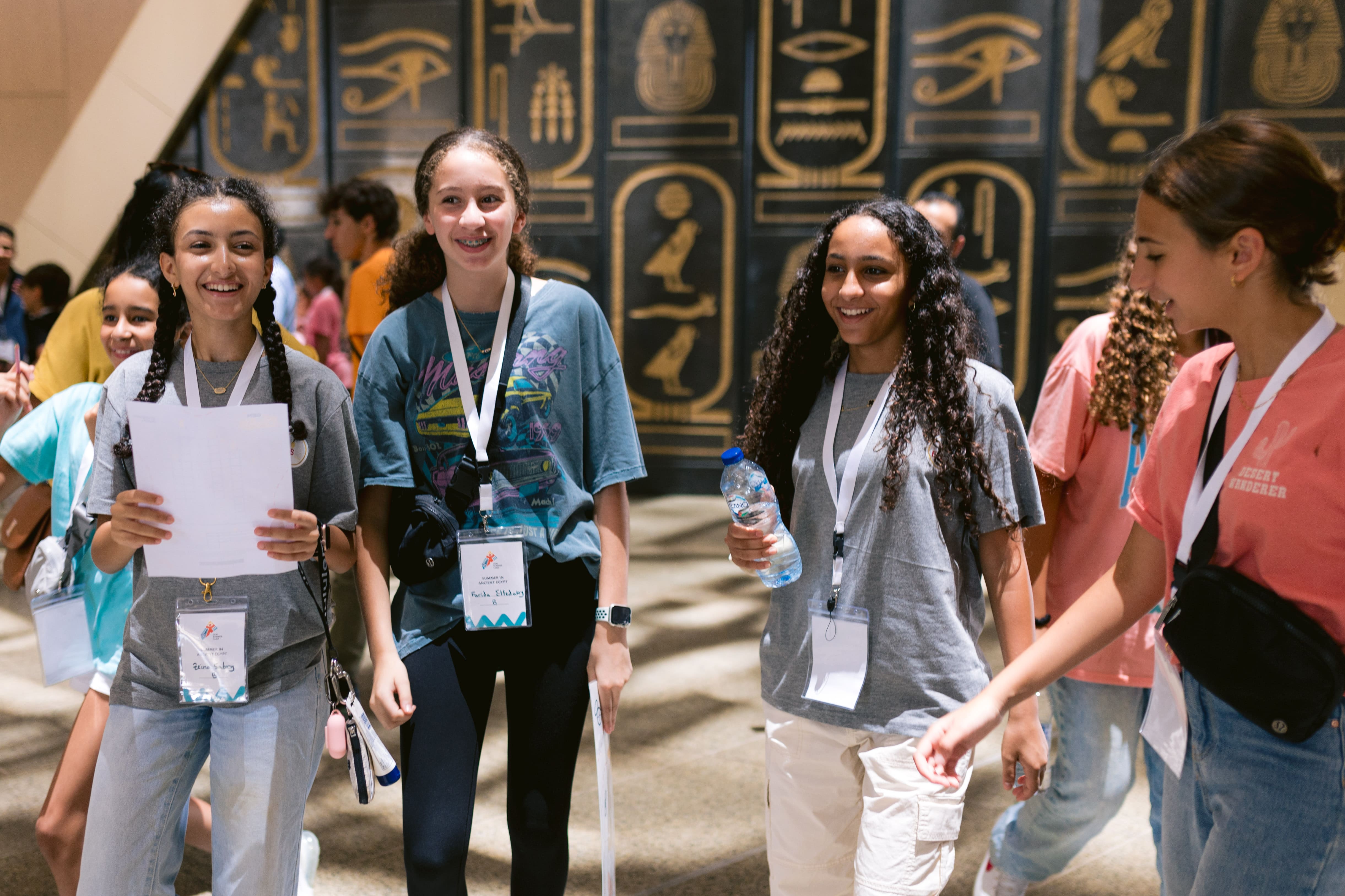 Young Adventurers at the GEM Summer Camp assembling a model of King Tutankhamun's chariot at the Grand Egyptian Museum