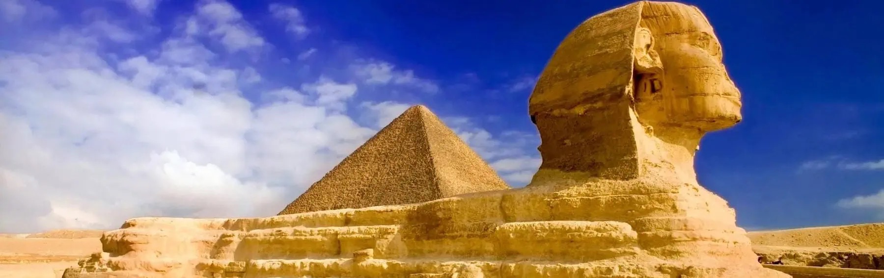 The Great Sphinx of Giza with its worn face and missing nose